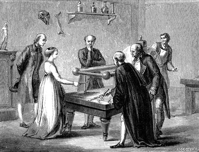Luigi Galvani descubrió en 1780 la irritabilidad del músculo de la rana por la electricidad de Unknown artist