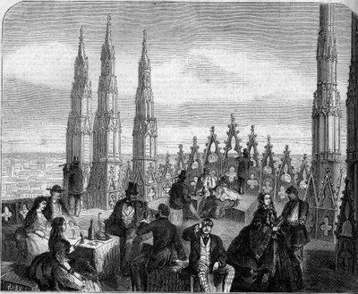 Almuerzo en la terraza de la cúpula de la Catedral de Milán (Il Duomo). Italia. de Unknown artist