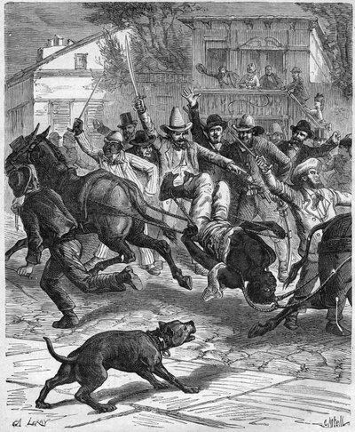 Linchamiento de un barbero en Osceola en 1887 - Linchamiento de un barbero en Osceola Missouri, Estados Unidos en 1887 de Unknown artist