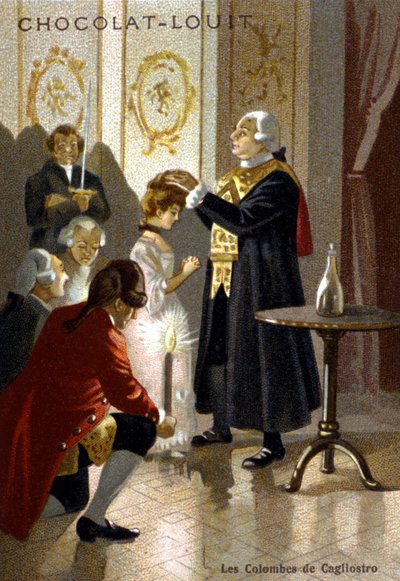Sesión mágica de Giuseppe Balsamo, conocido como Alejandro, Conde de Cagliostro (1743 - 1795). Cromolitografía de finales del siglo XIX. de Unknown artist