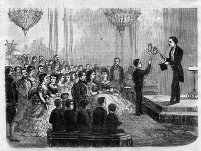 Espectáculo de magia dado por Monsieur Faure Nicolay en presencia del Emperador Napoleón III (1808-1873) y su hijo Príncipe Imperial (1856-1879) en 1870 de Unknown artist