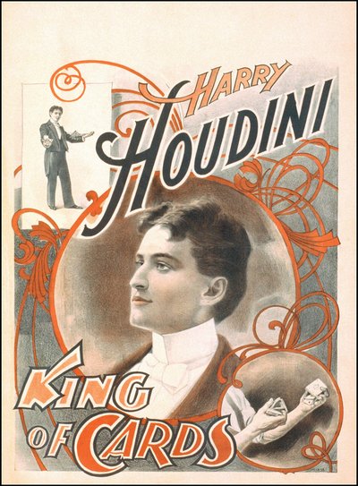 Cartel del mago “Harry Houdini, Rey de las Cartas” de Unknown artist