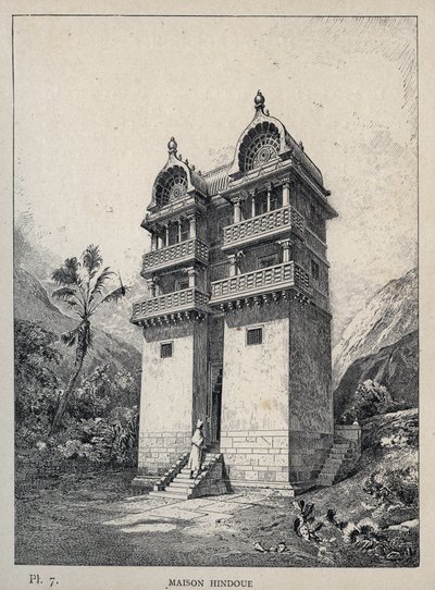Maison Hindu - grabado de 1889 en 