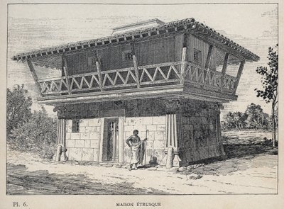 Maison etrusque (Casa etrusca) - grabado de 1889 en “Histoire de l