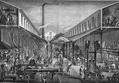 Grandes industrias del siglo XIX: talleres de construcción de aserraderos y máquinas herramientas, de M. Arbey en París en 1865. de Unknown artist
