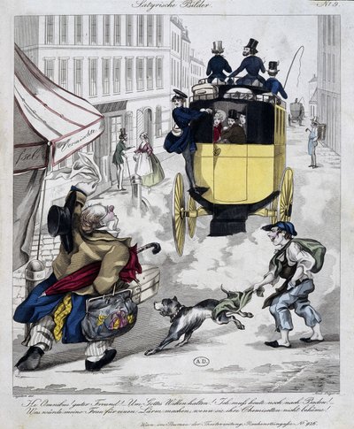 Hombre presionando el ómnibus. Caricatura hecha alrededor de 1840 de Unknown artist