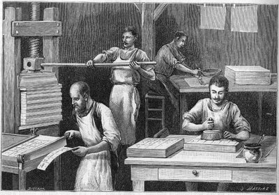 Fabricación de cartas para jugar por los métodos antiguos de Unknown artist
