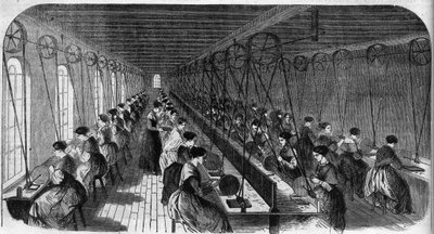 Fabricación de pluma cementada: trabajadores en un taller de impresión en una fábrica de Birmingham en “Le Journal Illustre” de Unknown artist