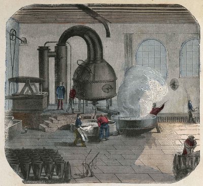 Fabricación de azúcar en una fábrica. Ilustración del siglo XIX. Colección Bianchetti de Unknown artist