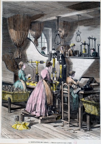 Fábrica de tabaco, empaquetado de tabaco para fumar de Unknown artist