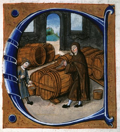 Fabricación de vino. ca. 1450 (miniatura) de Unknown artist