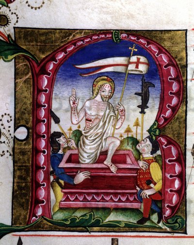 Manuscrito de un canto litúrgico. Miniatura que representa la resurrección. Siglo XV de Unknown artist