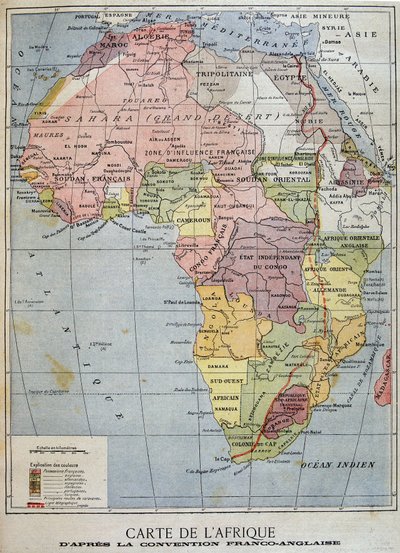 Mapa de África según la Convención Franco-Inglesa - en "Le Petit Journal" del 09/04/1899 de Unknown artist