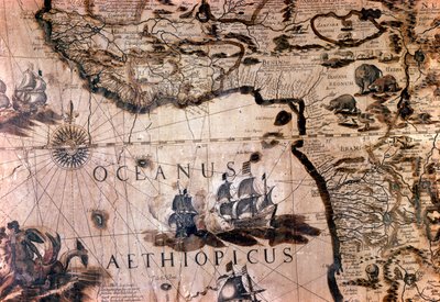 Mapa de África: detalle que representa el Golfo de Benín con la isla de Santa Elena. Siglo XVII. Sociedad Geográfica Italiana de Roma de Unknown artist