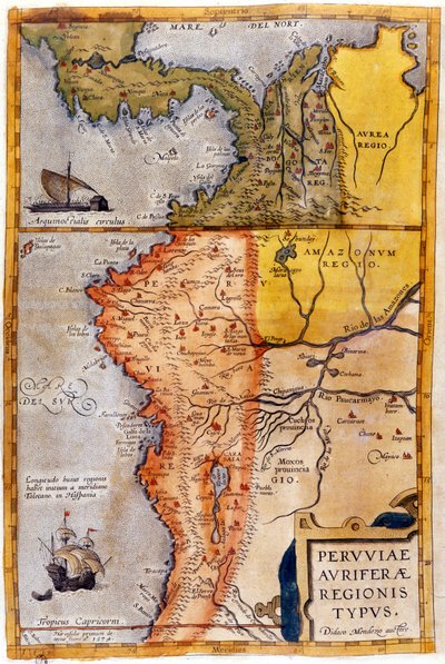 Mapa de Colombia y Perú. 1590. de Unknown artist