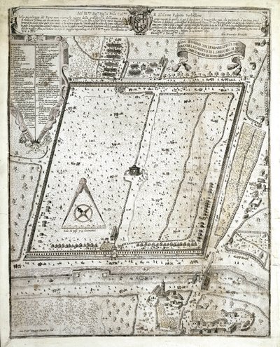 Mapa del lazareto de Milán durante la Gran Plaga de Milán en 1630 de Unknown artist