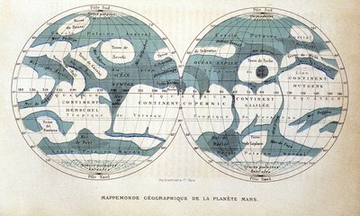 Mapa del Planeta Marte - en “Astronomía Popular” de Camille Flammarion, ed. Marpon & Flammarion de Unknown artist