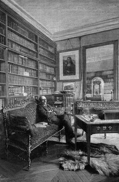 Marcellin Berthelot (1827-1907), químico francés, en su práctica. Grabado en "La Nature: revue des sciences et de leurs applications aux arts et a l