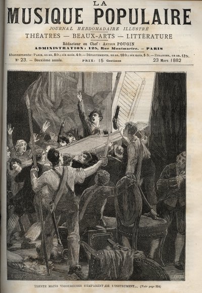El clavecín de María Antonieta - Historia de 1834 “Treinta manos vigorosas se apoderan del instrumento...” bajo la mirada horrorizada del afinador de la reina, a la derecha de Unknown artist