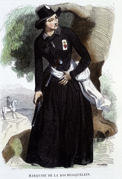Marquesa de La Rochejaquelein (o La Rochejacquelein) (1772 - 1857) (en el pecho la insignia de los Vandeanos), grabado del siglo XIX de Unknown artist