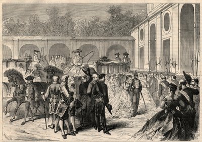 Matrimonio de la infanta María Isabel de España (1851-1931) y Gaetano de Borbón-Dos Sicilias (1846-1871), Conde de Agrigento: llegada del cortejo a la Real Basílica de Atocha. de Unknown artist