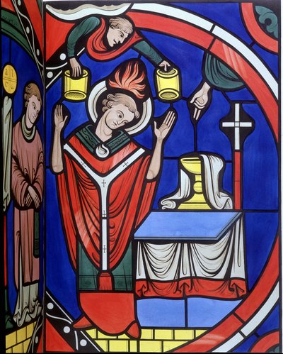 Mass. College símil de una vidriera de la catedral de Le Mans. Trazado del siglo XIX. de Unknown artist