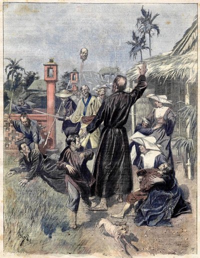 Masacre de cristianos en China en 1893, basada en la acuarela de M. de Parys para Le soleil du dimanche. Octubre 1893 de Unknown artist