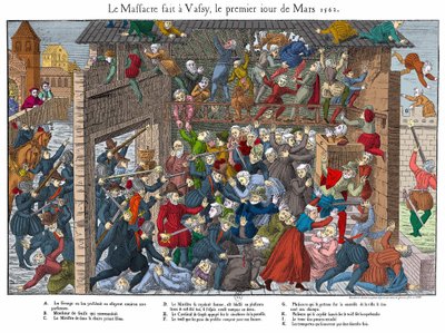 Masacre de la población protestante en Wassy (Vassy) el 01/03/1562 por la gente de Guisa (inicio de las Guerras de Religión) de Unknown artist