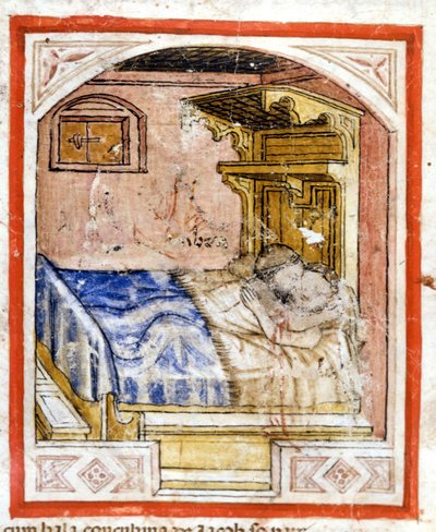 Escena de apareamiento. Miniatura del códice 212 (o códice padovano o Biblia de Padua) 1390-1400 Rovigo, Accademia dei Concordi de Unknown artist