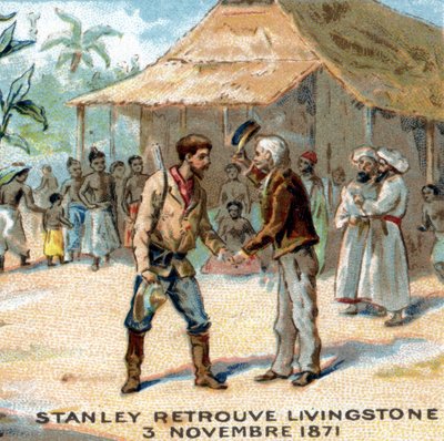 Encuentro entre Sir Henry Morton Stanley (1841-1904) y David Livingstone (1813-1873) en 1871 de Unknown artist