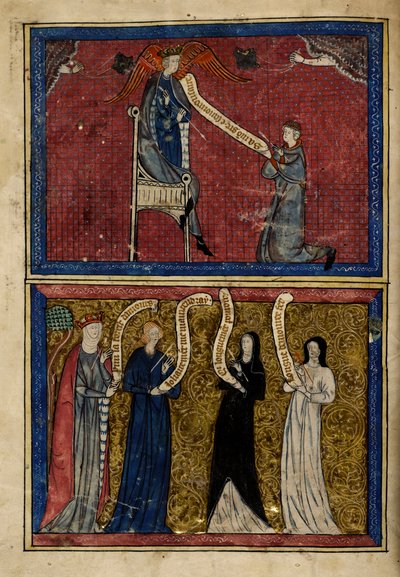 Hombres y mujeres heridos por el Dios del Amor de "Le Roman de la Rose". de Unknown artist
