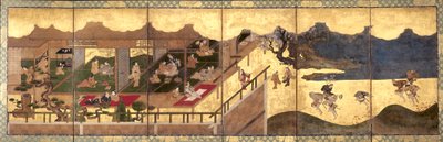 Merrymaking (tinta, color y pan de oro sobre papel) de Unknown artist