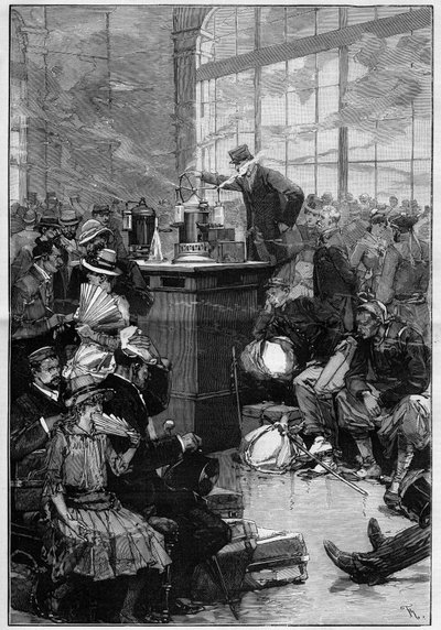 Medidas contra la epidemia de cólera en Toulon: la sala de desinfección de la estación de Lyon, París. Grabado en "Le Monde Illustré" de Unknown artist