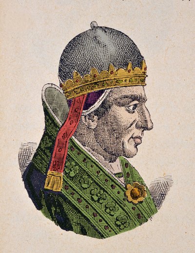 Edad Media: representación del Papa Gregorio XI (Gregorio) (1329-1378) Grabado de 