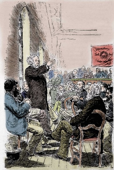 Mijaíl Aleksándrovich Bakunin (1814-1876), anarquista ruso en el Congreso de Basilea en Suiza en septiembre de 1869. de Unknown artist