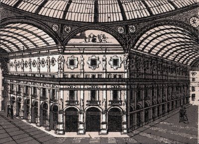 Milán, Italia: vista de la galería Víctor Manuel. en "El mundo ilustra 168 vistas" Sin fecha (finales del siglo XIX) de Unknown artist