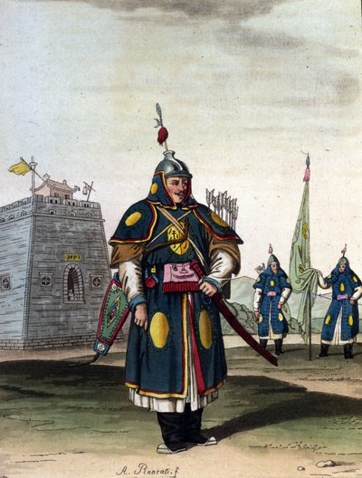 Militar chino manchú - en “El traje antiguo y moderno” de J. Ferrario, ed. Milán de Unknown artist