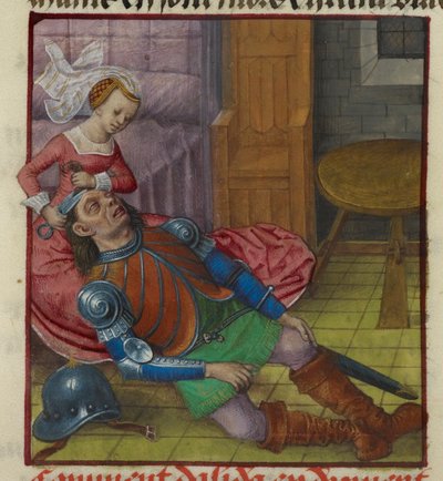 Miniatura de Dalila cortando el pelo a Sansón, de "Le Roman de la Rose". de Unknown artist