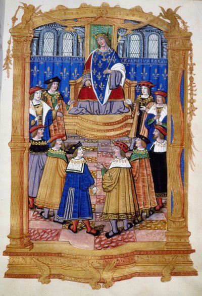 Miniatura del siglo XV o XVI que representa a Luis XI (1423-1483) y los caballeros de la Orden de San Miguel de Unknown artist