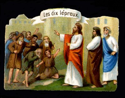 Milagros de Jesús. Cristo curando a los leprosos de Unknown artist