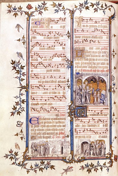 Misal de San Denis, circa 1350. Miniatura que representa a Clotario y Dagoberto de Unknown artist