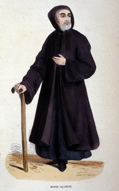 Monje Jacobita. Grabado de un álbum sobre órdenes religiosas, París de Unknown artist