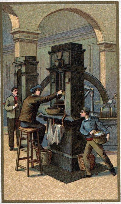 Prensa monetaria. Cromolitografía de finales del siglo XIX de Unknown artist