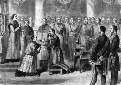 Monseñor Georges Darboy (1813-1871) arzobispo de París prestando juramento en manos de Napoleón III en la capilla de las Tullerías en 1863. de Unknown artist