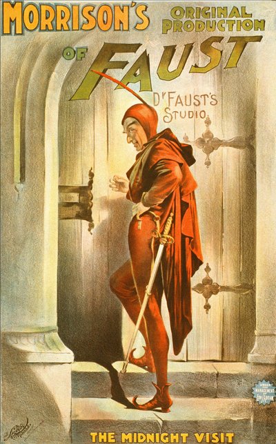 Producción original de Morrison de Fausto: la visita de medianoche - cartel para una obra de teatro: ilustración de la visita de Fausto de Unknown artist