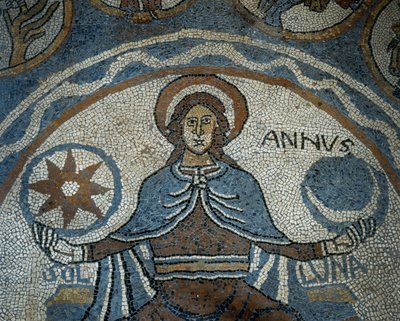 Piso de mosaico que representa los meses del año de Unknown artist