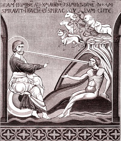 Mosaico que representa la creación del hombre de Unknown artist
