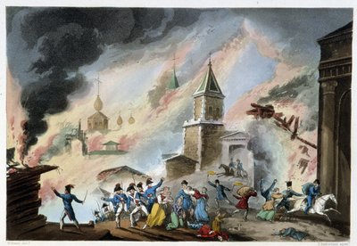 Incendio de Moscú, sep. 1812 - en “Guerras Napoleónicas” de Sutherland, Duburg, Londres de Unknown artist