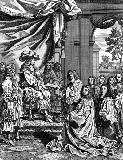 Magistrados municipales presentan al rey francés Luis XIV la descripción de su entrada en París de Unknown artist