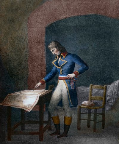 Napoleón I Bonaparte (1769-1821) en el fuerte carré de Antibes el 10 de agosto de 1794, después de la caída de Robespierre - Napoleón Bonaparte, prisionero en Fort Carré, Antibes, agosto de 1794 de Unknown artist
